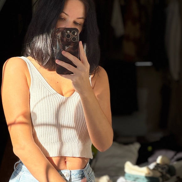 Let's Get Away Cream Knit Twist Back Tank Top - Picture 2 of 6